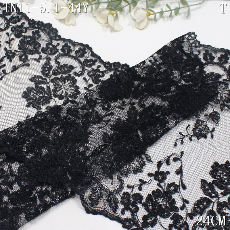 FREEDOMBEAUTY | [1Pack] Retro light mesh yarn bilateral flower embroidery lace 24cm clothing cheongsam home soft decoration lace accessories