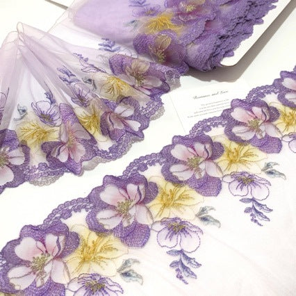 FREEDOMBEAUTY | Spot heavy industry smudge printing bright embroidery mesh lace accessories decoration DIY clothing fabric