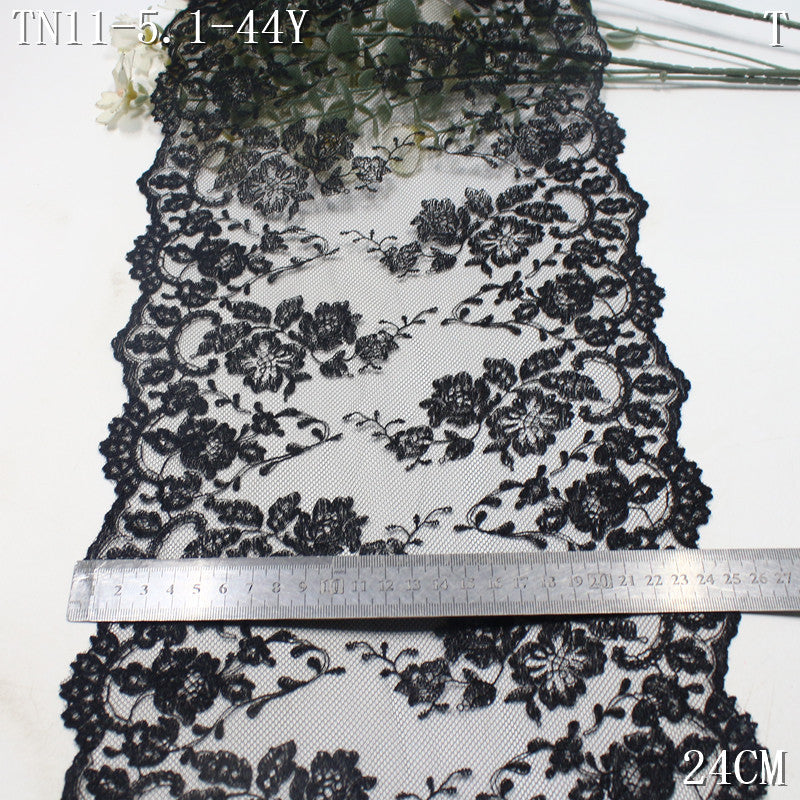 FREEDOMBEAUTY | [1Pack] Retro light mesh yarn bilateral flower embroidery lace 24cm clothing cheongsam home soft decoration lace accessories