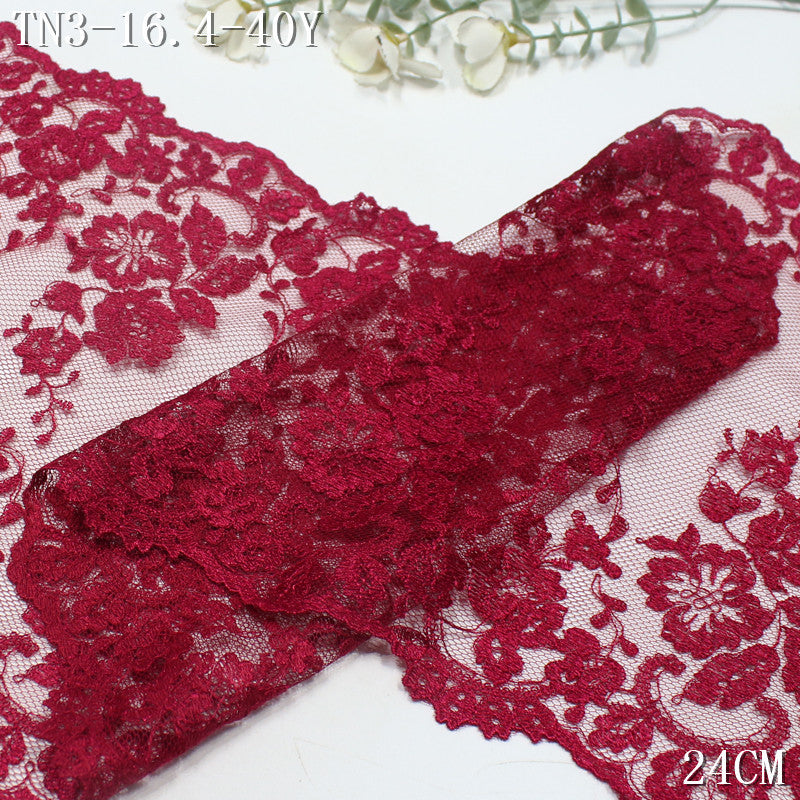 FREEDOMBEAUTY | [1Pack] Retro light mesh yarn bilateral flower embroidery lace 24cm clothing cheongsam home soft decoration lace accessories