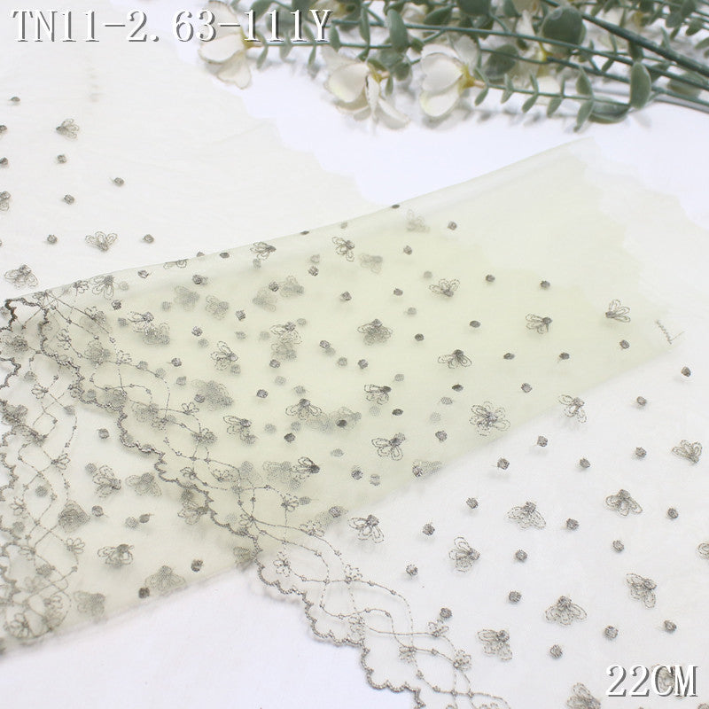 FREEDOMBEAUTY | [1Pack] Simple color mesh embroidery lace scattered with small flowers, light skirt children's neckline DIY lace accessories