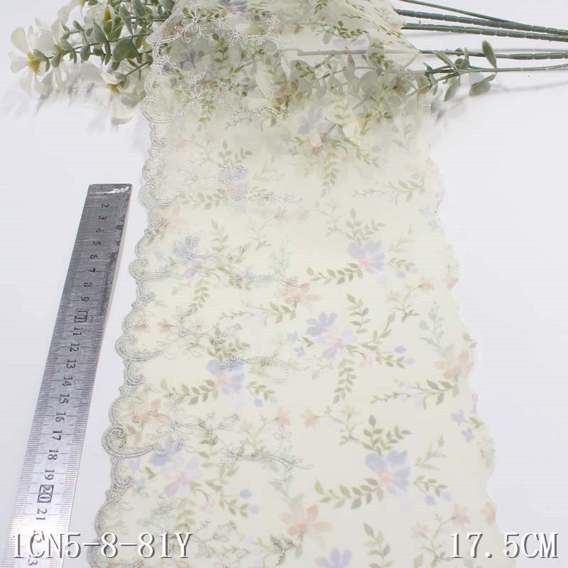 FREEDOMBEAUTY | [1Pack] Art and antique style exquisite printed mesh embroidery lace, light Hanfu performance clothes lace accessories DIY