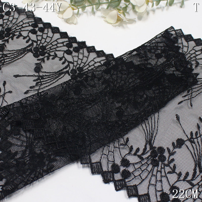 FREEDOMBEAUTY | Spot black mesh embroidery lace bilateral radioactive pattern, fashion underwear accessories lace lace accessories