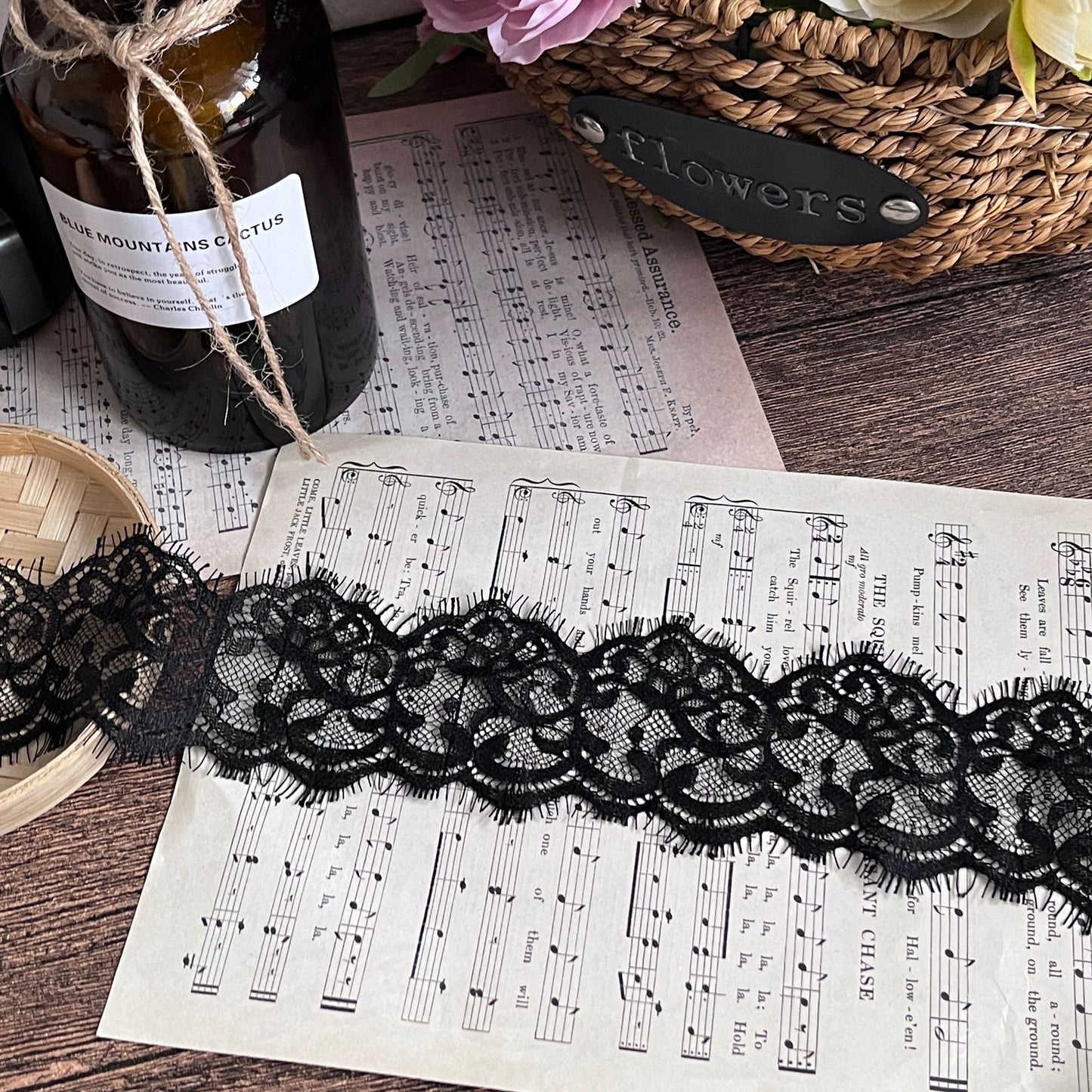 FREEDOMBEAUTY | Factory direct 8cm lace webbing decorative jewelry DIY handmade material cloth belt black and white clothing accessories