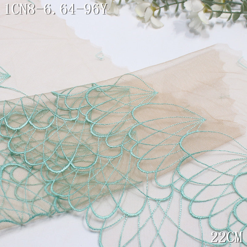 【1Pack】-Freedombeauty | Fresh and literary skin tone light mesh fan pattern embroidery lace 22cm Mori clothing DIY accessories