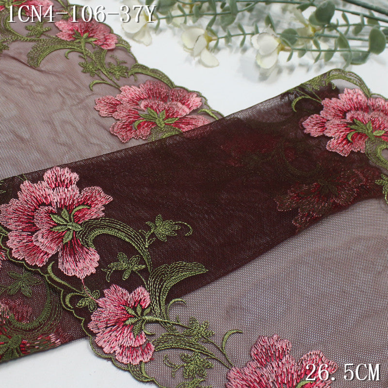 FREEDOMBEAUTY | [1Pack] Three-color mesh embroidery lace high-end elegant bilateral exquisite flower 26cm underwear clothing DIY accessories