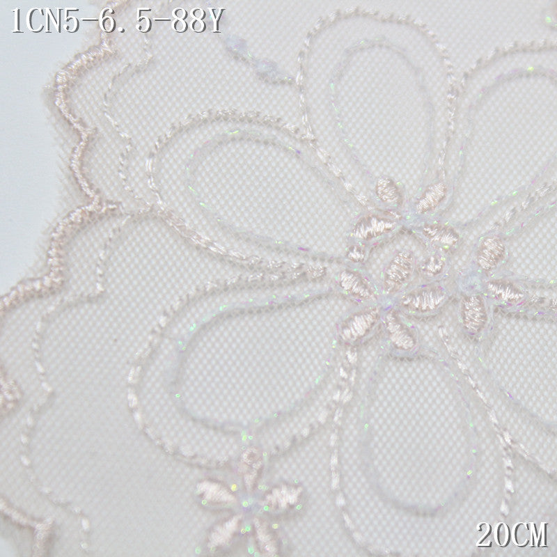 FREEDOMBEAUTY | Simple and plain light pink silver thread garland mesh embroidery lace, clothing underwear skirt accessories DIY