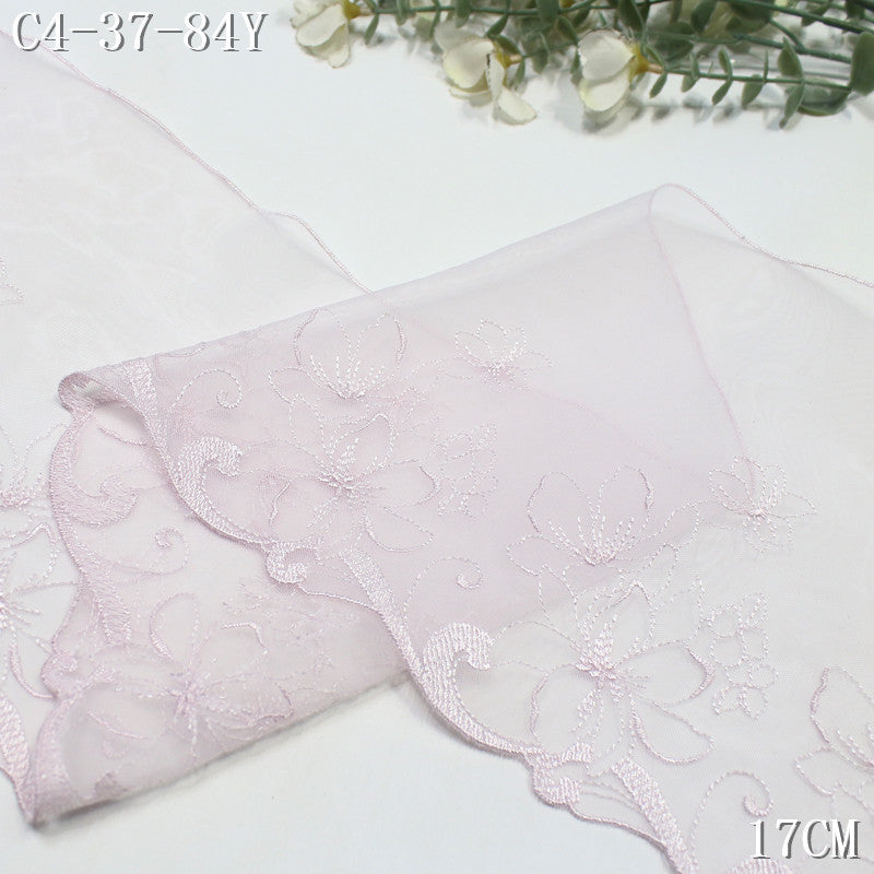 【1Pack】-Freedombeauty | French minimalist lavender mesh yarn unilateral tracing flower embroidery 18.5cm clothing accessories