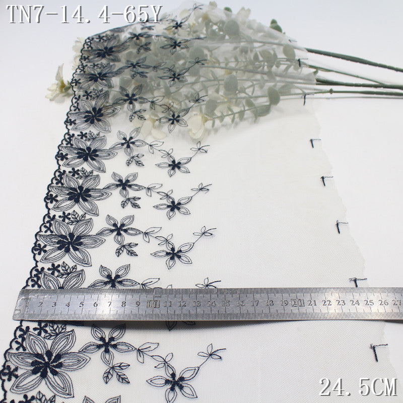 【1Pack】-Freedombeauty | Fresh and elegant white mesh yarn small flower leaf pattern embroidery lace 24.5cm clothing accessories