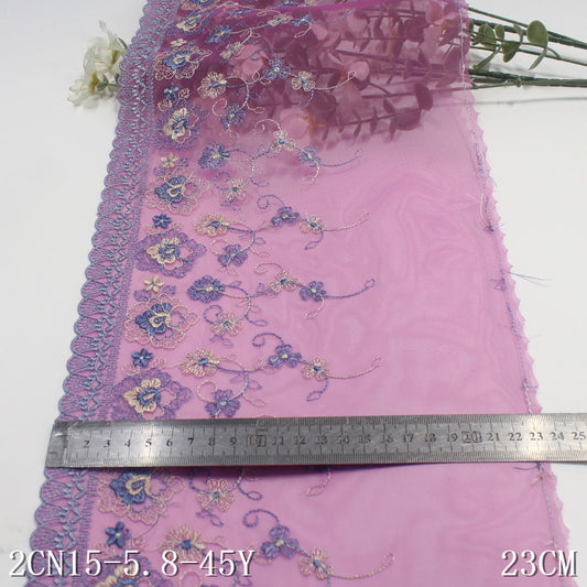 FREEDOMBEAUTY | Pastoral fresh fuchsia exquisite flower embroidered lace 23cm clothing accessories lace accessories