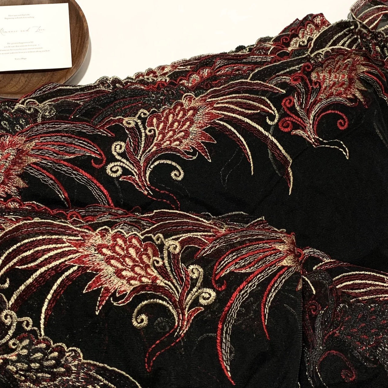 FREEDOMBEAUTY | Spot black and red elastic mesh embroidery lace accessories decorative design DIY