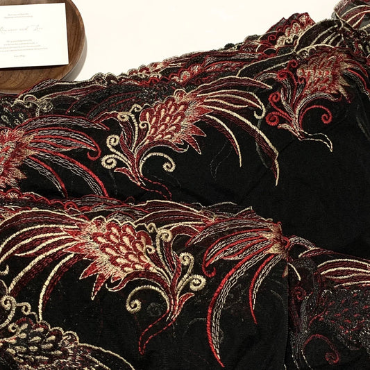 FREEDOMBEAUTY | Spot black and red elastic mesh embroidery lace accessories decorative design DIY
