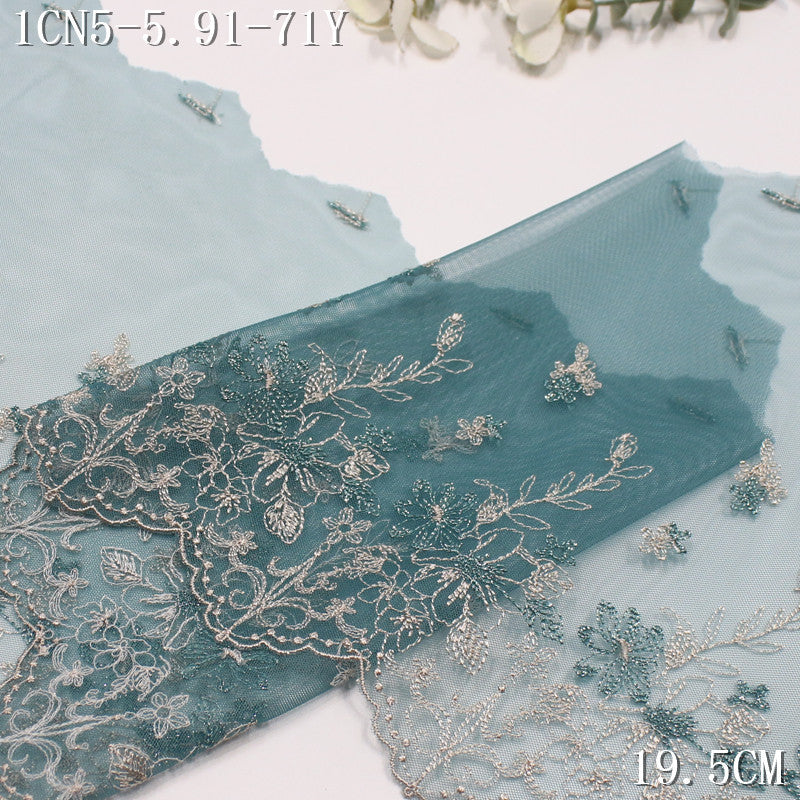 FREEDOMBEAUTY | [1Pack] Color mesh embroidery lace fresh and beautiful silver thread small flower 27cm dress wedding lace accessories