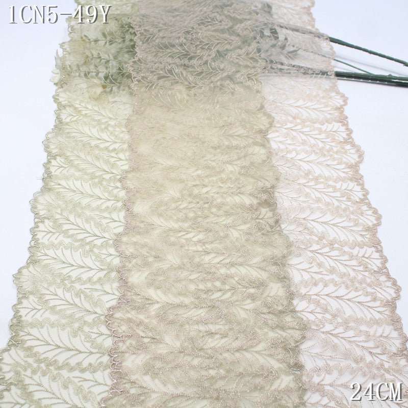 FREEDOMBEAUTY | [1pack] Double-row leaf pattern two-color mesh embroidery lace, exquisite clothing underwear dressing lace accessories