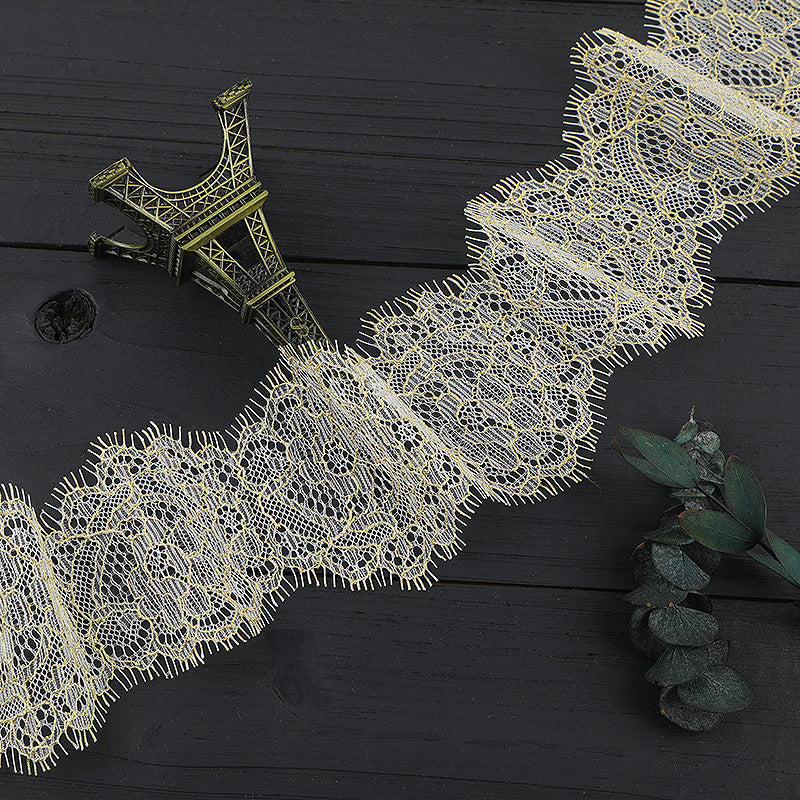 FREEDOMBEAUTY | [no- stretch] Gold thread eyelash lace, nylon silk elastic lace edge, high-end lace accessories for home textile clothing