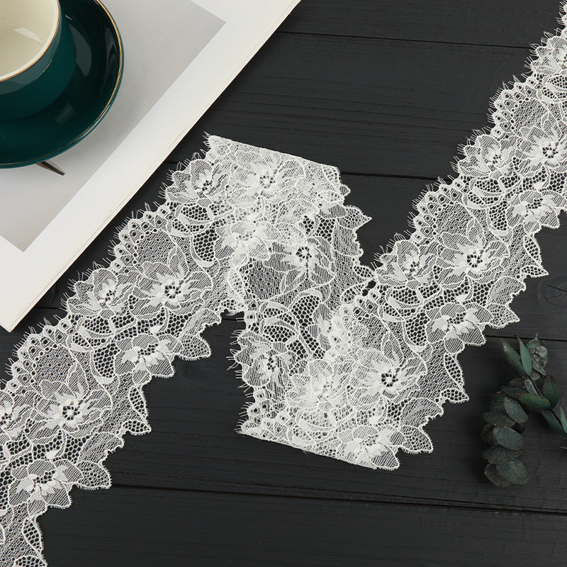 FREEDOMBEAUTY | [laser-cut lace] White nylon silk lace, elastic hollow lace weave, home textile clothing Lolita lace accessories