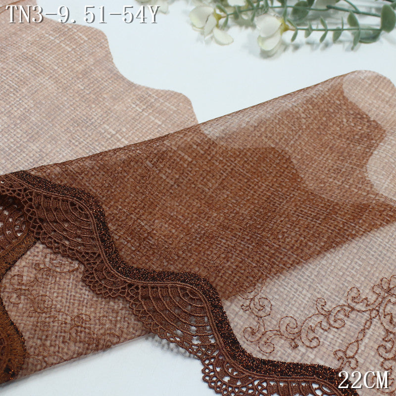 FREEDOMBEAUTY | Antique printed mesh yarn gold thread water-soluble embroidery lace 22cm Hanfu antique jewelry lace accessories