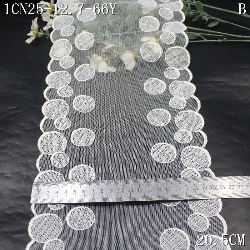 FREEDOMBEAUTY | [1Pack] Simple and stylish bilateral round pattern mesh embroidery lace 20cm decoration jewelry lace accessories