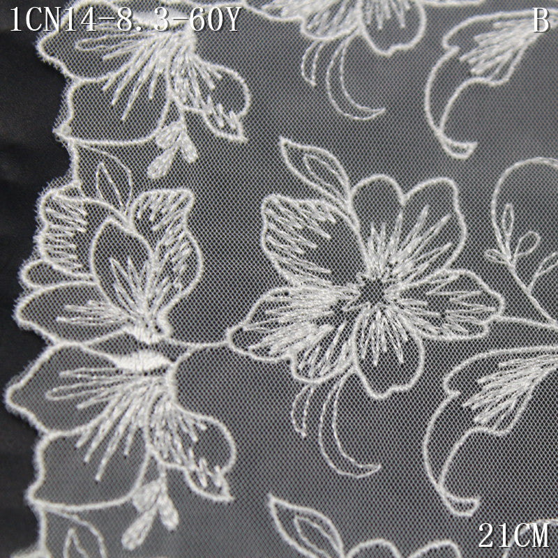 FREEDOMBEAUTY | [1Pack] Exquisite pure white flower cluster mesh yarn embroidered lace 21cm skirt underwear decorative lace accessories