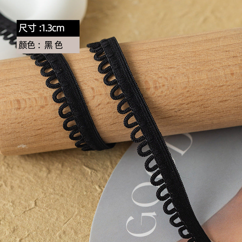 FREEDOMBEAUTY | Factory Direct 1.2CM Elastic Semicircular Ring Rope Belt Black and White Spot, Handmade DIY Women's Luggage Elastic Band