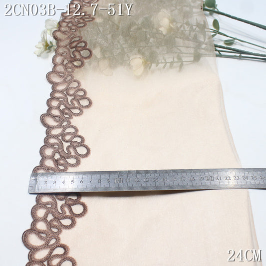 FREEDOMBEAUTY | Vintage high-grade geometric roll grass pattern bright cloth embroidery lace, Chinese cheongsam clothing lace accessories