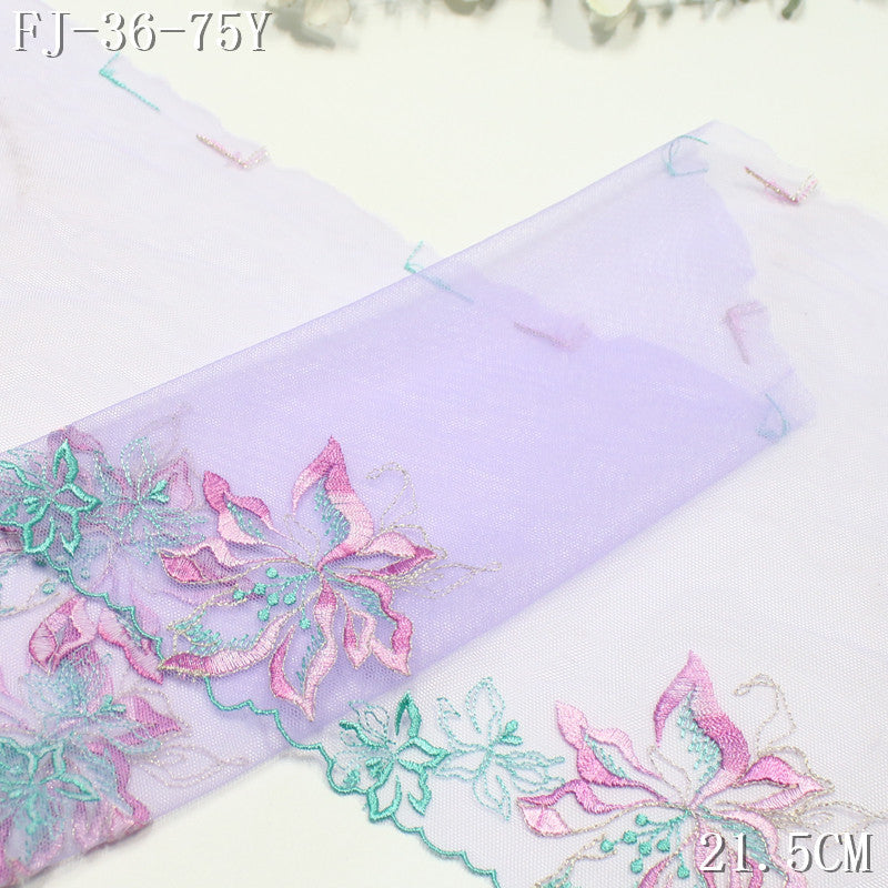 FREEDOMBEAUTY |  Dream Fairy Two-Color Gold Thread Flower Mesh Embroidery Lace, Hanfu Skirt DIY Dress Lace Accessories