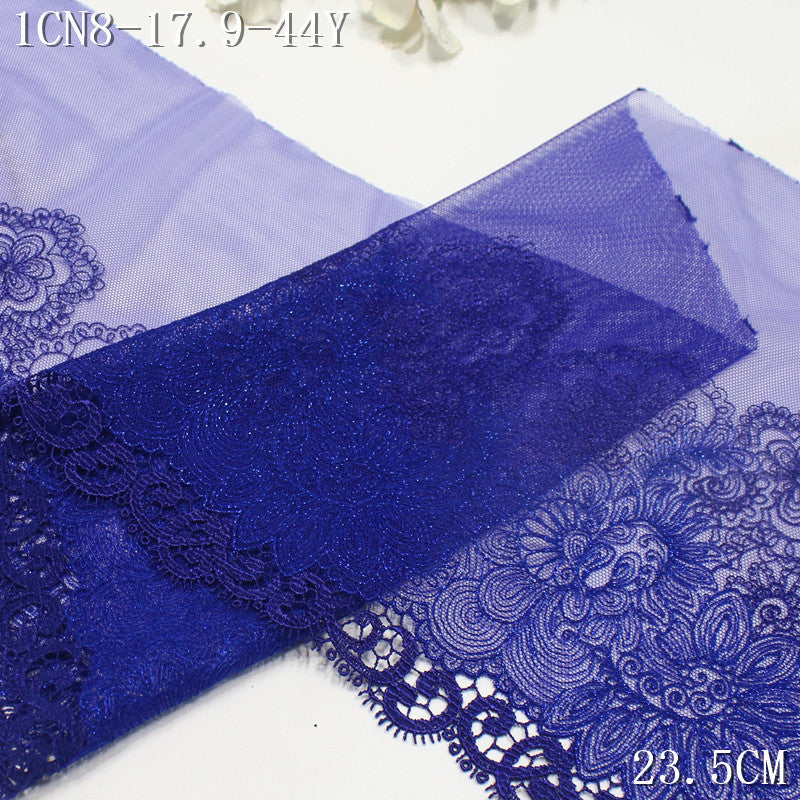 FREEDOMBEAUTY | [1Pack] Royal blue mesh bright retro silver thread pattern water-soluble lace, dance dress home lace accessories