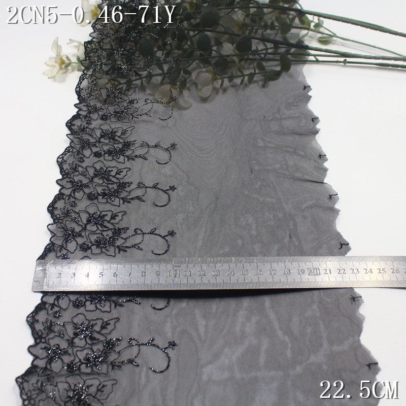 FREEDOMBEAUTY | Black exquisite silver thread small flower mesh embroidered lace, dress children's clothing lace accessories