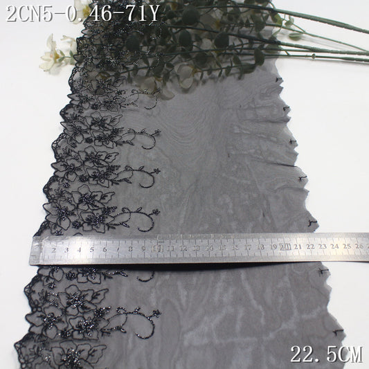 FREEDOMBEAUTY | Black exquisite silver thread small flower mesh embroidered lace, dress children's clothing lace accessories