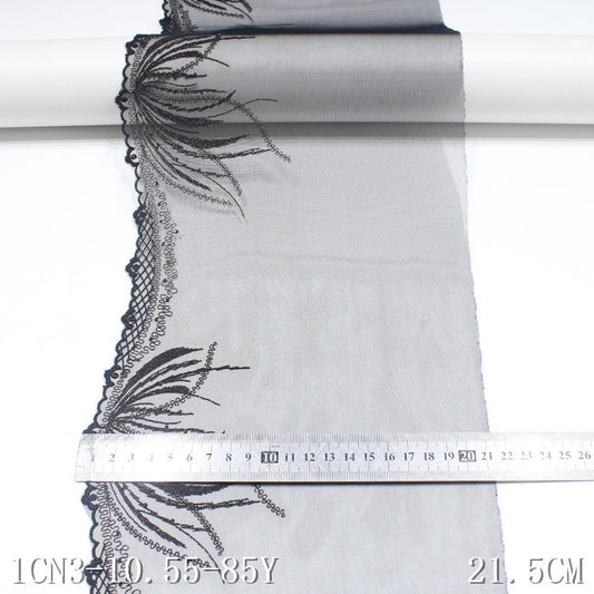 FREEDOMBEAUTY | Spot wholesale black mesh embroidery lace gold thread embroidery 21.5cm light underwear clothing accessories