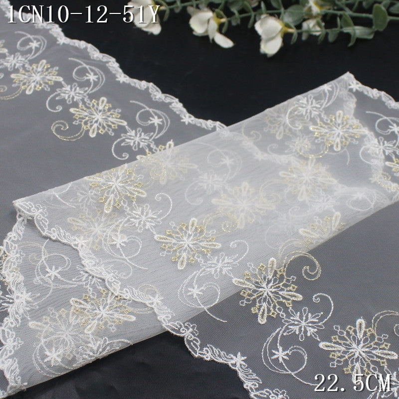 FREEDOMBEAUTY | [1Pack] French exquisite gold and silver thread beautiful pattern mesh embroidery lace, high-end dress decoration accessories