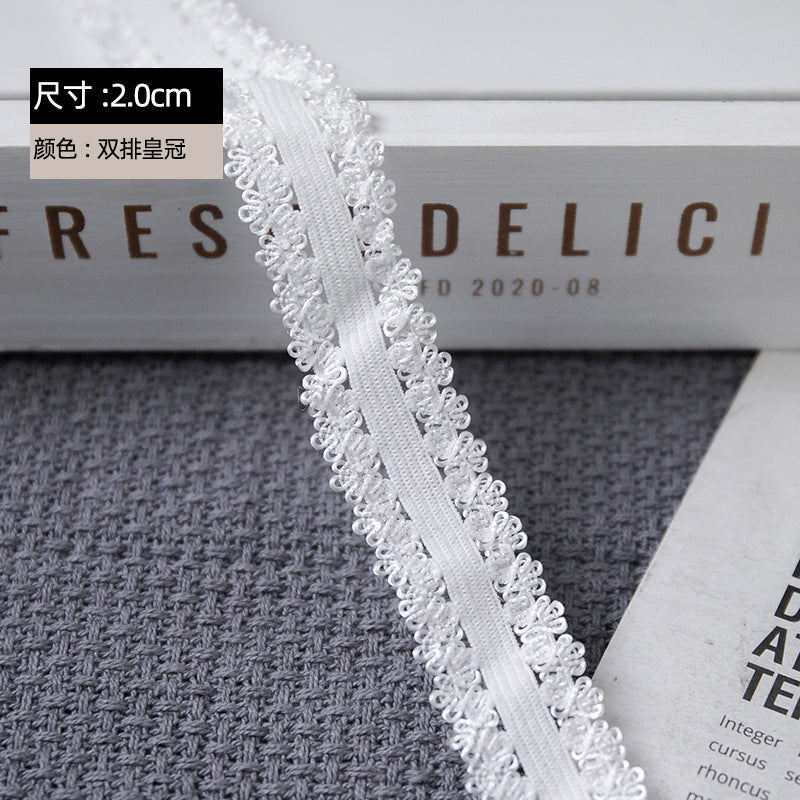 FREEDOMBEAUTY | 1.5cm/2.0cm single and double row crown pant buds, white knitted nylon stretch underwear panty lace band