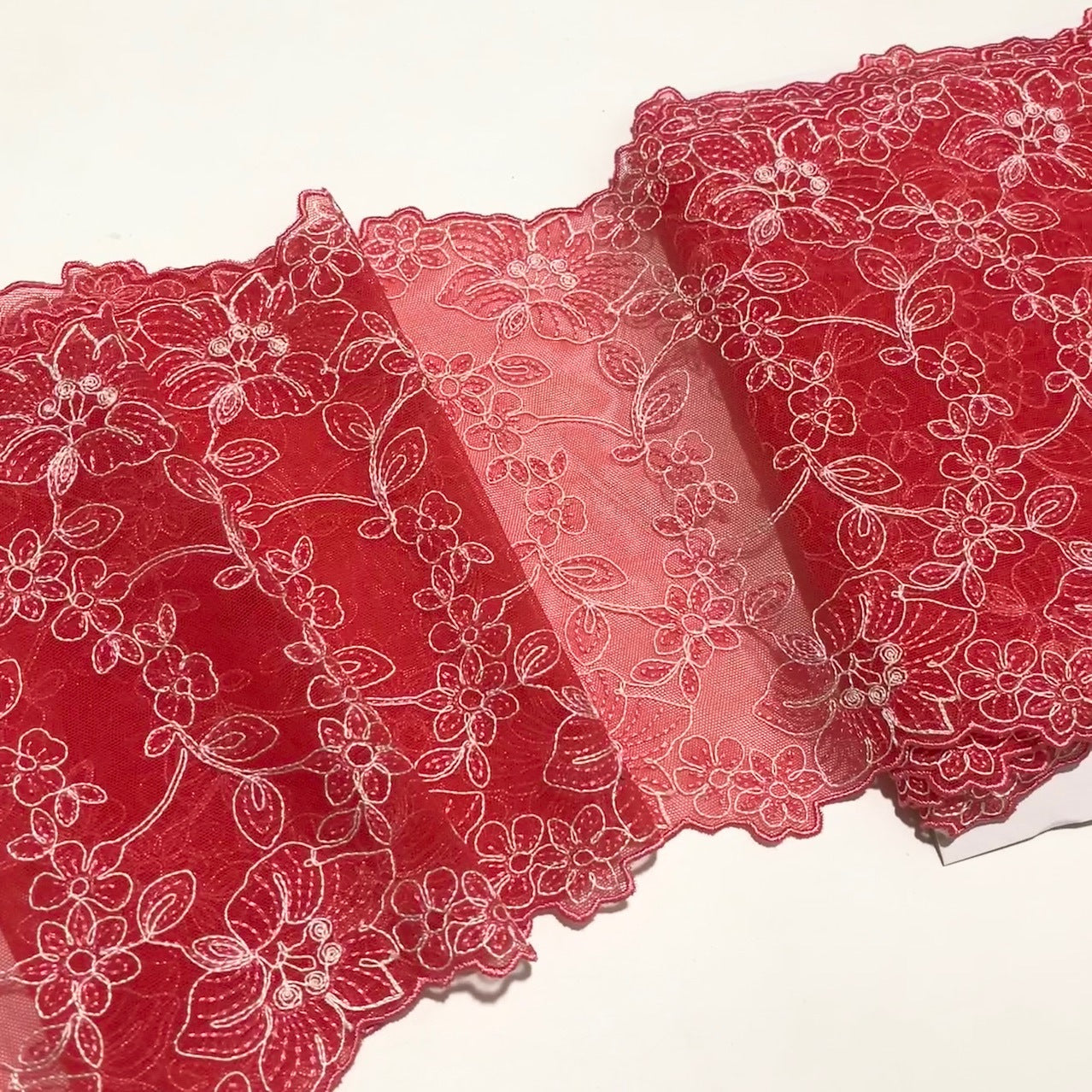 FREEDOMBEAUTY | Spot Heavy Industry Bilateral Embroidery Dark Pink Elastic Mesh Lace Accessories Apparel Design