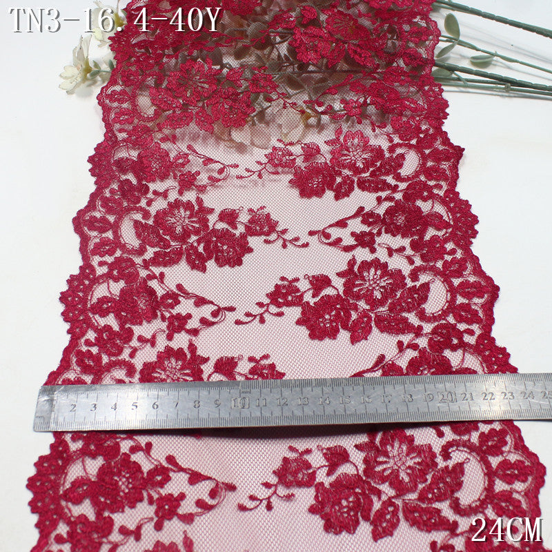 FREEDOMBEAUTY | [1Pack] Retro light mesh yarn bilateral flower embroidery lace 24cm clothing cheongsam home soft decoration lace accessories