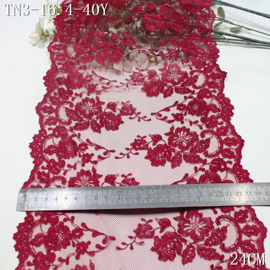 FREEDOMBEAUTY | [1Pack] Retro light mesh yarn bilateral flower embroidery lace 24cm clothing cheongsam home soft decoration lace accessories