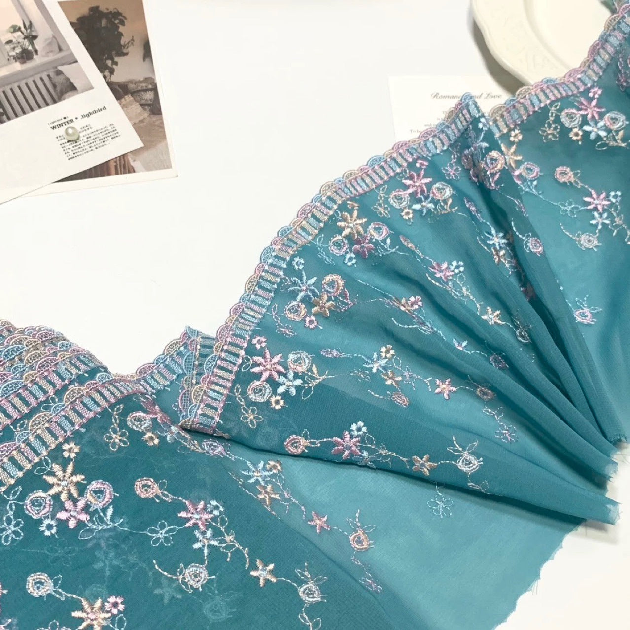 FREEDOMBEAUTY | Spot Macaron Chiffon Embroidery Lace Accessories Decorative Fabric Design DIY Apparel