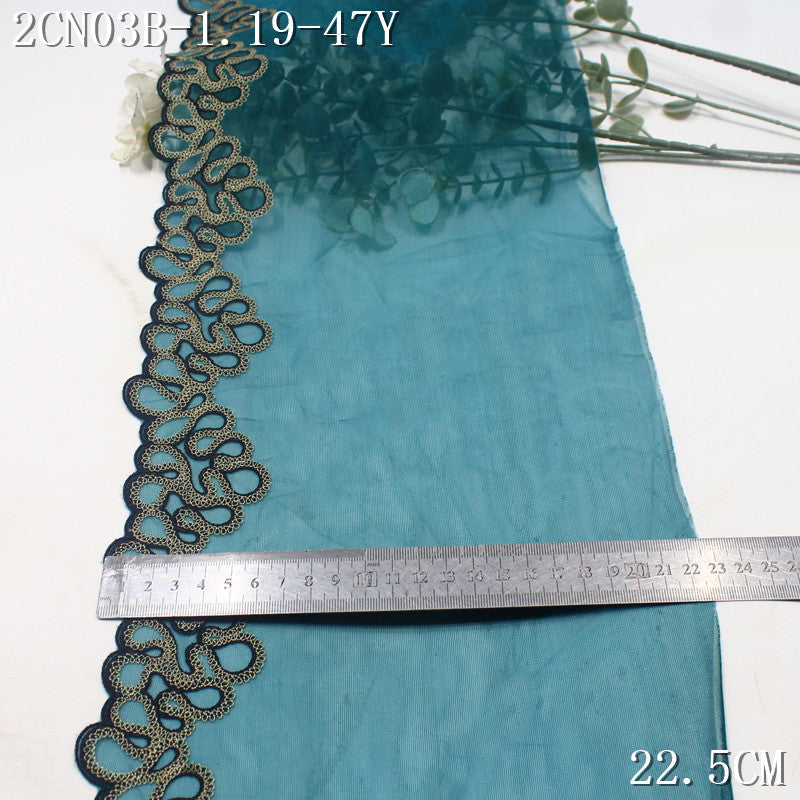 FREEDOMBEAUTY | Vintage high-grade geometric roll grass pattern bright cloth embroidery lace, Chinese cheongsam clothing lace accessories
