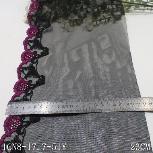 FREEDOMBEAUTY | Black Silky Light Mesh Water Soluble Lace Embroidery 23cm Clothing Home Textiles Lace Accessories