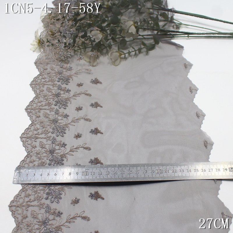 FREEDOMBEAUTY | [1Pack] Color mesh embroidery lace fresh and beautiful silver thread small flower 27cm dress wedding lace accessories
