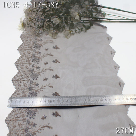 FREEDOMBEAUTY | [1Pack] Color mesh embroidery lace fresh and beautiful silver thread small flower 27cm dress wedding lace accessories