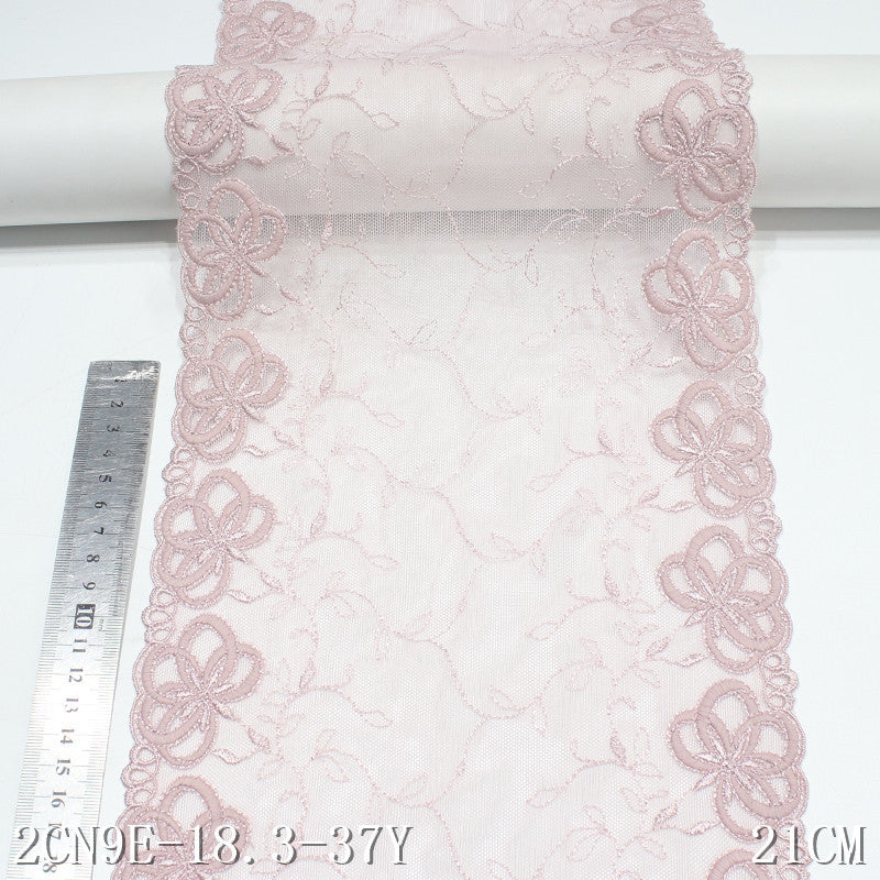FREEDOMBEAUTY | Pale pink mesh embroidery lace bilateral exquisite flower 21cm clothing underwear lace accessories