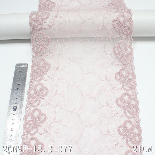 FREEDOMBEAUTY | Pale pink mesh embroidery lace bilateral exquisite flower 21cm clothing underwear lace accessories