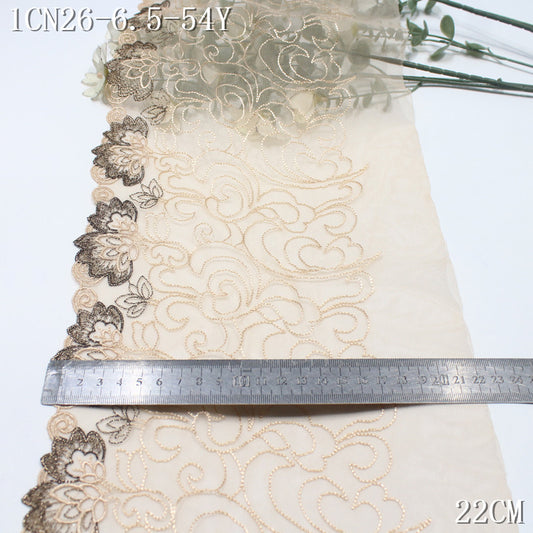 FREEDOMBEAUTY |  two-color mesh fashion roll grass pattern embroidery lace 21cm high-end clothing sofa cushion lace accessories