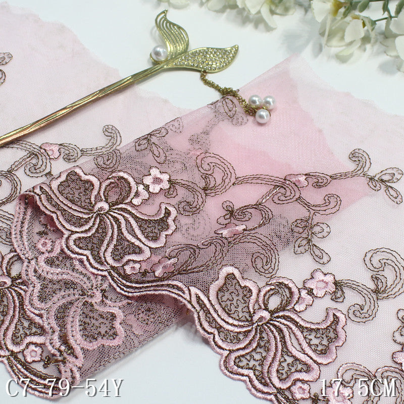 FREEDOMBEAUTY | Ethnic style gold thread exquisite flower mesh embroidery lace, curtain sofa cushion lace accessories