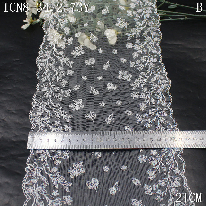 FREEDOMBEAUTY | [1Pack] This white simple flower cluster light mesh embroidery lace, dress wedding dress DIY lace lace accessories