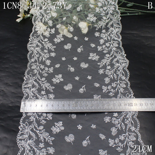 FREEDOMBEAUTY | [1Pack] This white simple flower cluster light mesh embroidery lace, dress wedding dress DIY lace lace accessories