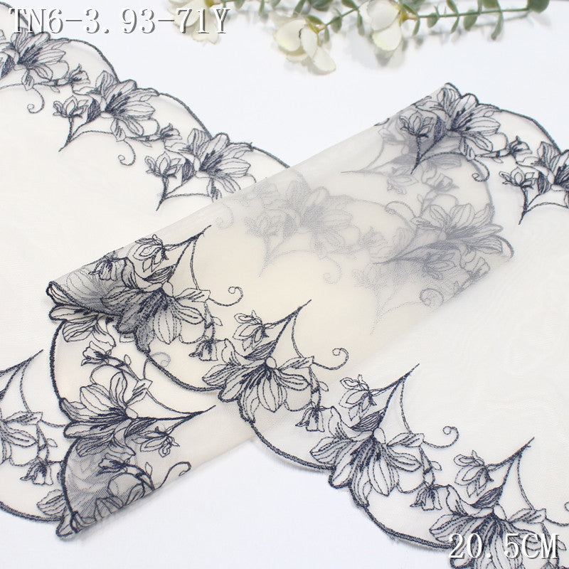 FREEDOMBEAUTY | [1pack] White mesh embroidery lace bilateral elegant flower clusters 18cm wedding hanfu skirt decoration lace lace accessories