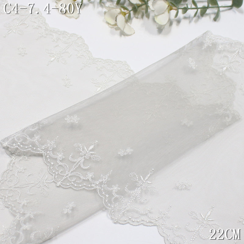 FREEDOMBEAUTY | Color mesh embroidery lace bilateral French pattern, Lolita skirt children's lace accessories