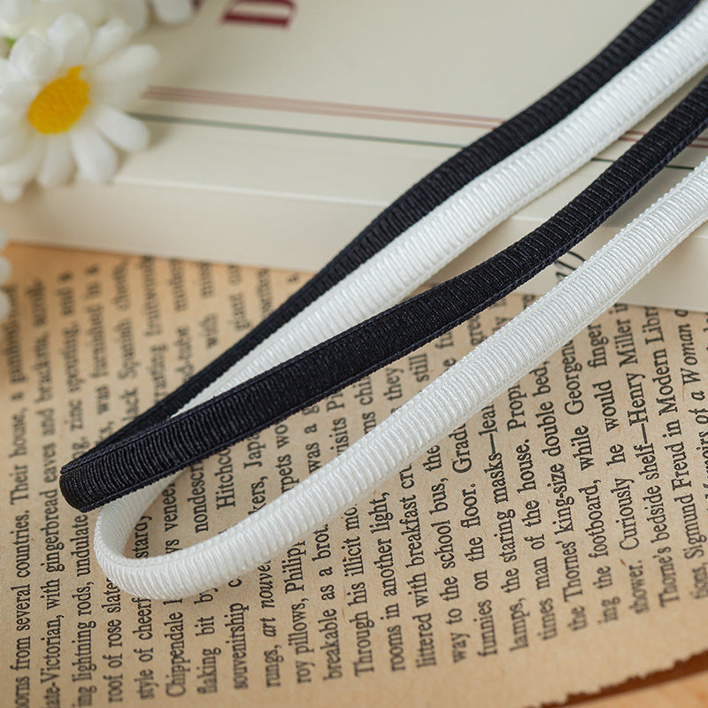 FREEDOMBEAUTY | Factory direct 0.6CM double-sided bright thread flat belt black and white spot clothing children's shoelaces elastic elastic band