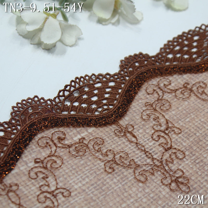 FREEDOMBEAUTY | Antique printed mesh yarn gold thread water-soluble embroidery lace 22cm Hanfu antique jewelry lace accessories